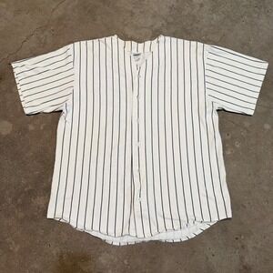 Vintage‎ 90s Quitman USA Baseball Jersey Mens XL White Pinstripe 21 Made in USA